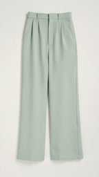 Beige High Waisted Wide Leg Trousers for Women