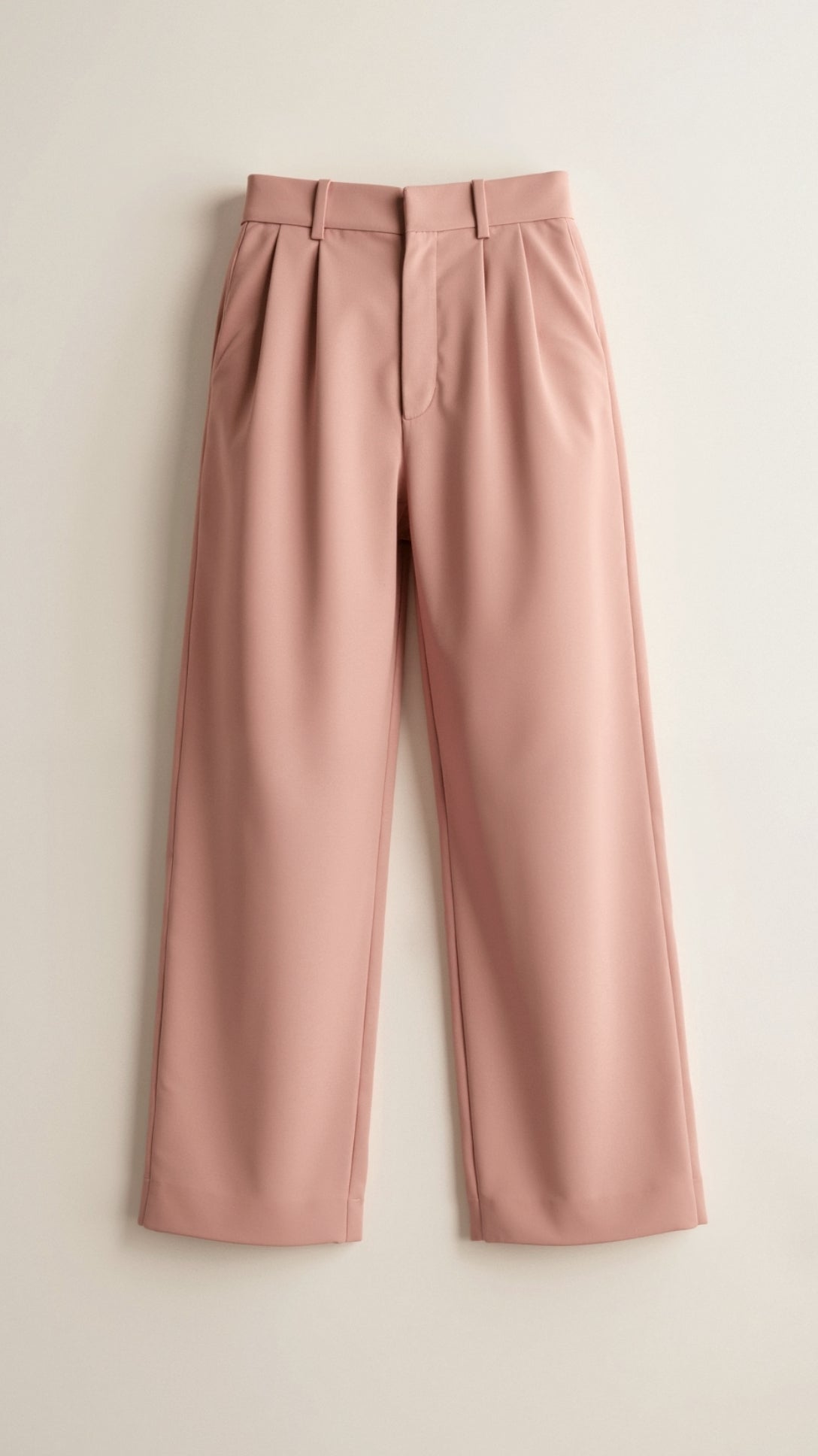 Beige High Waisted Wide Leg Trousers for Women