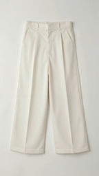 Beige High Waisted Wide Leg Trousers for Women