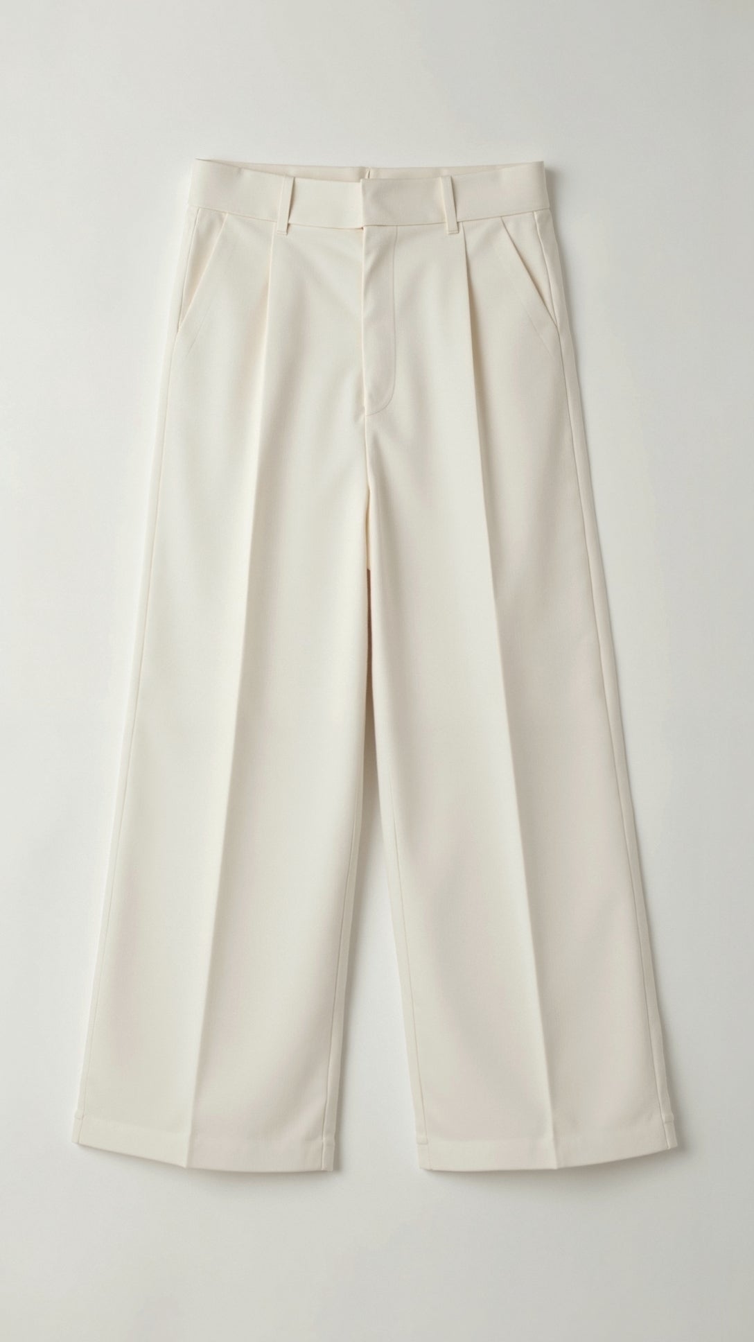 Beige High Waisted Wide Leg Trousers for Women