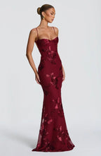 Woman posing in dress, full-length front angle