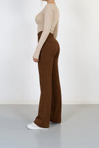 Three-quarter angle view of wide leg silhouette