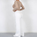 Ankle and hem detail of wide leg trousers