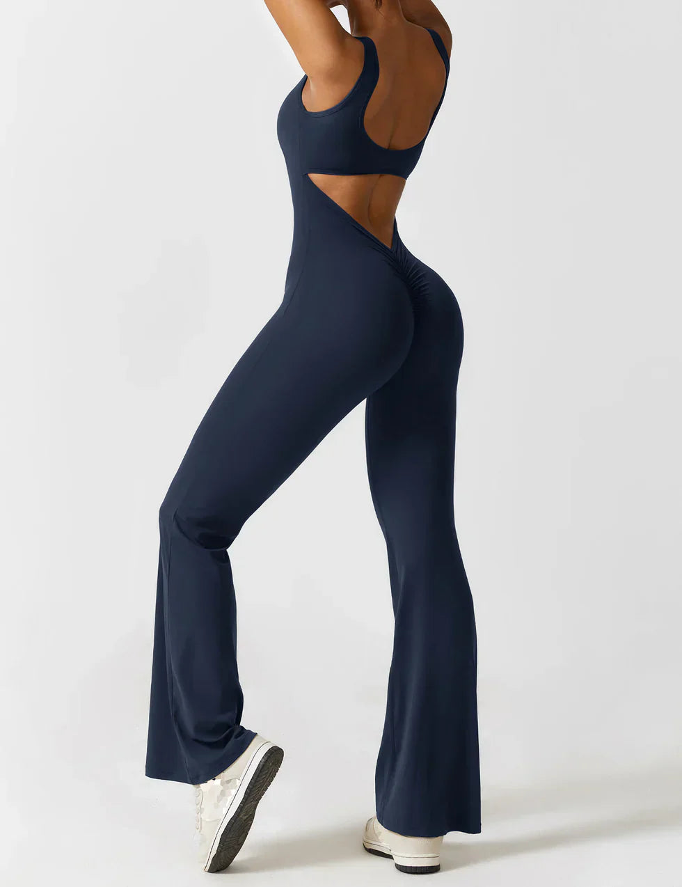 Back cutout detail with model pose variation