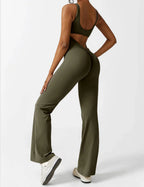 Women's Sleeveless Cutout Flare Leg Jumpsuit
