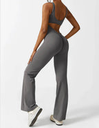 Women's Sleeveless Cutout Flare Leg Jumpsuit