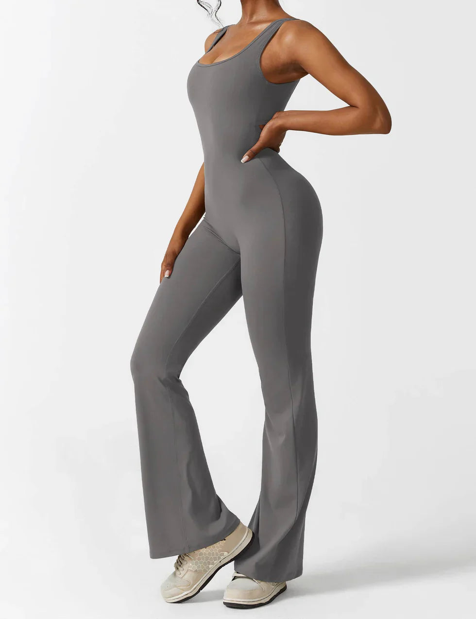 Women's Sleeveless Cutout Flare Leg Jumpsuit