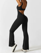 Open back cutout detail on sleeveless jumpsuit