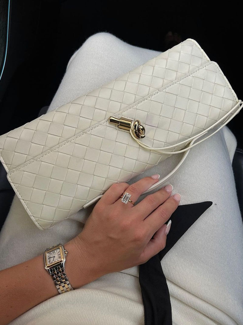 Clutch worn as handheld evening bag