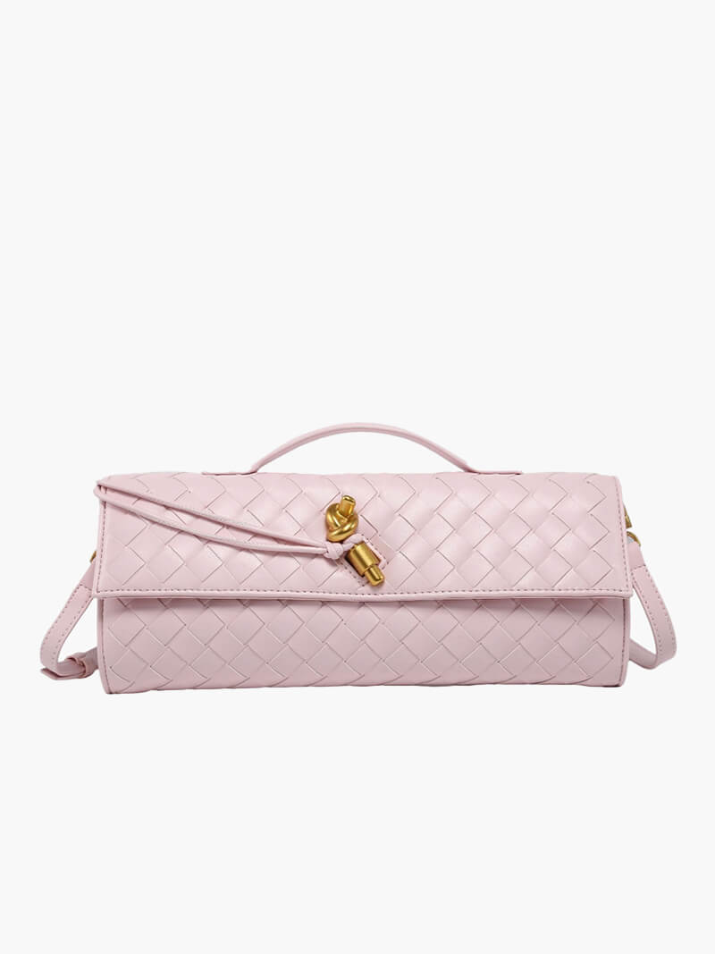 Clutch worn as crossbody bag with detachable strap