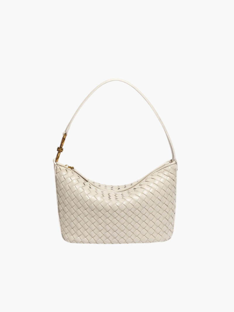 Close-up of basketweave texture and vegan leather detail