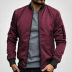 Blouson aviateur zippé à poche manche bordeaux pour homme