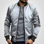 Blouson aviateur zippé à poche manche gris clair pour homme