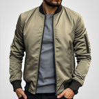 Blouson aviateur zippé à poche manche kaki pour homme