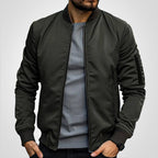 Blouson aviateur zippé à poche manche vert olive pour homme