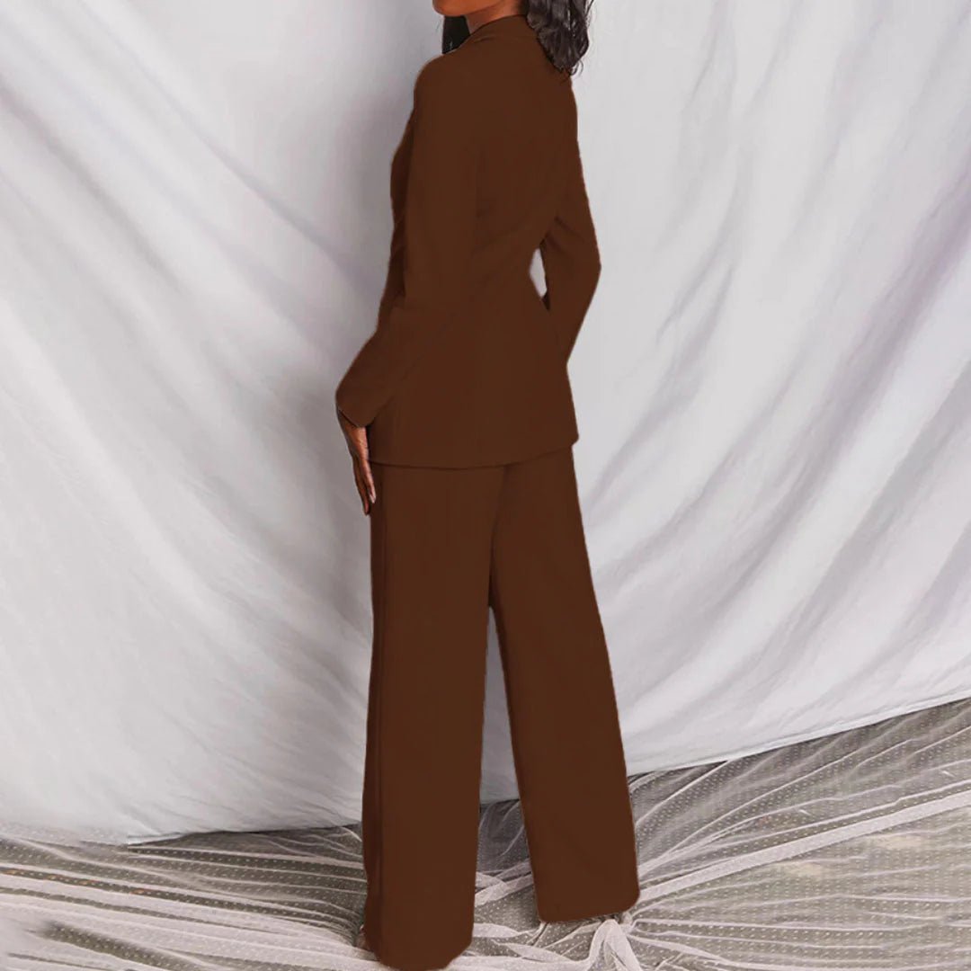 Model from behind showing jacket length and trouser break