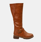Bottes cavalières hautes à boucle pour femme