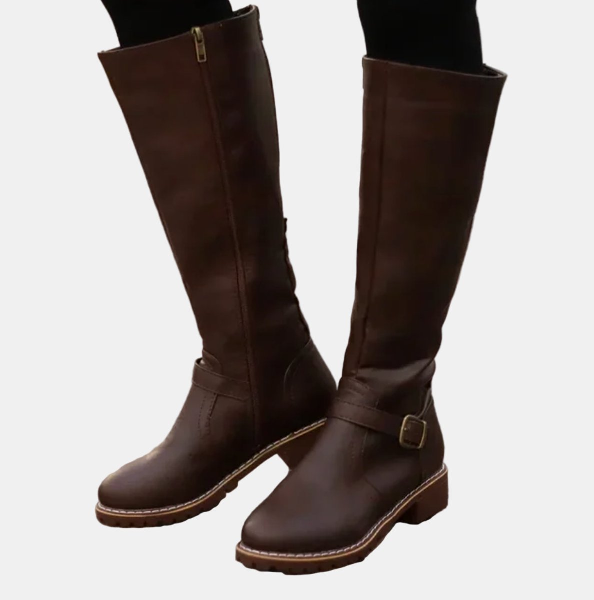 Bottes cavalières hautes à boucle pour femme – vue 3