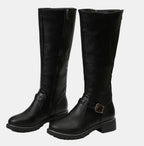 Bottes cavalières hautes à boucle noir pour femme
