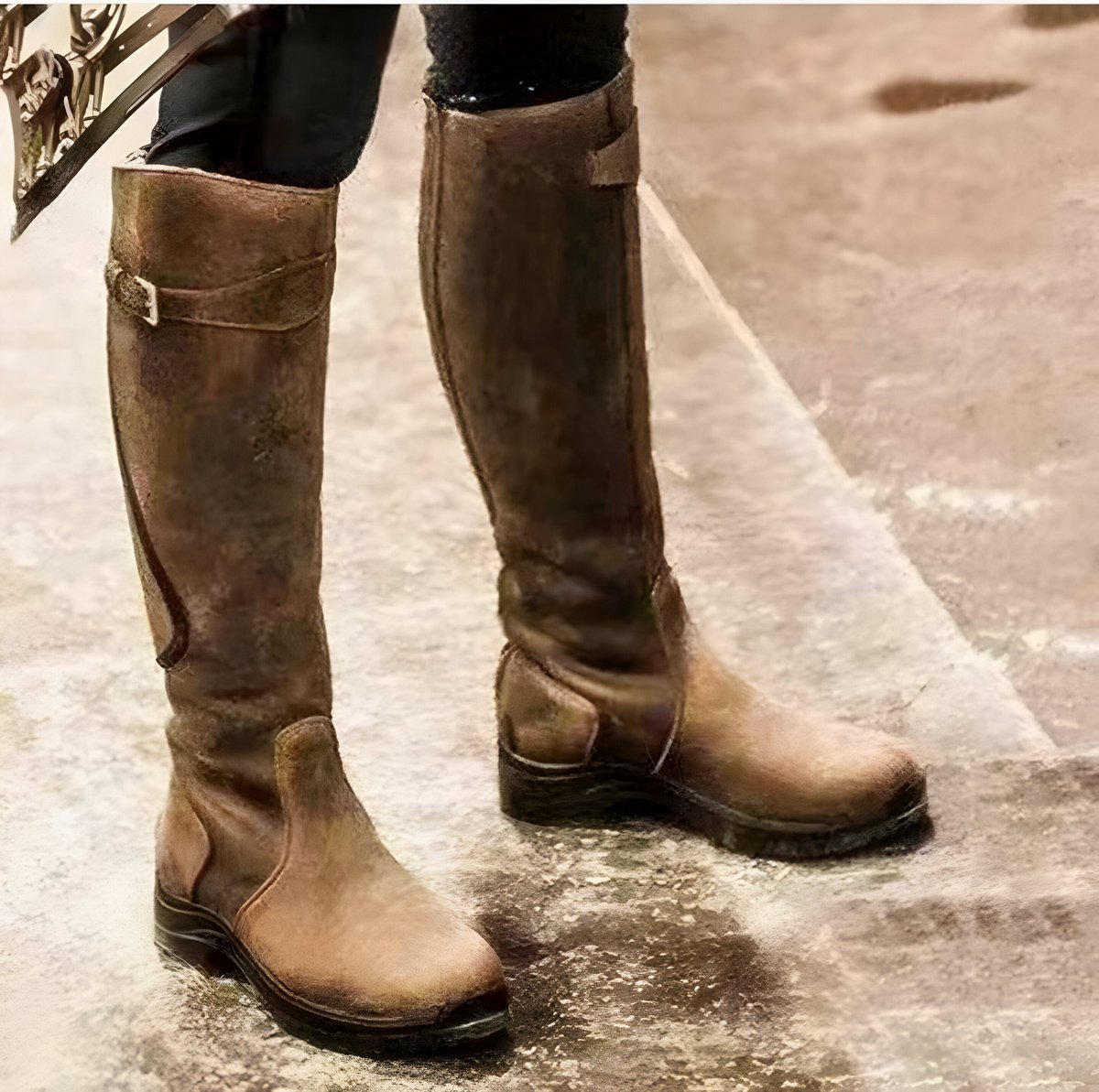 Bottes hautes imperméables boucle équitation marron pour femme