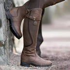 Bottes hautes imperméables boucle équitation marron foncé pour femme