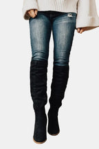 Bottes hautes stretch talon bloc pour femme