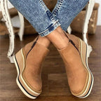 Bottines compensées plateforme rayée zip latéral pour femme