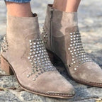Bottines talon bloc cloutées bout pointu pour femme – vue 2