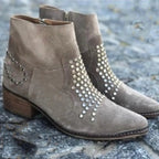 Bottines talon bloc cloutées bout pointu pour femme – vue 3