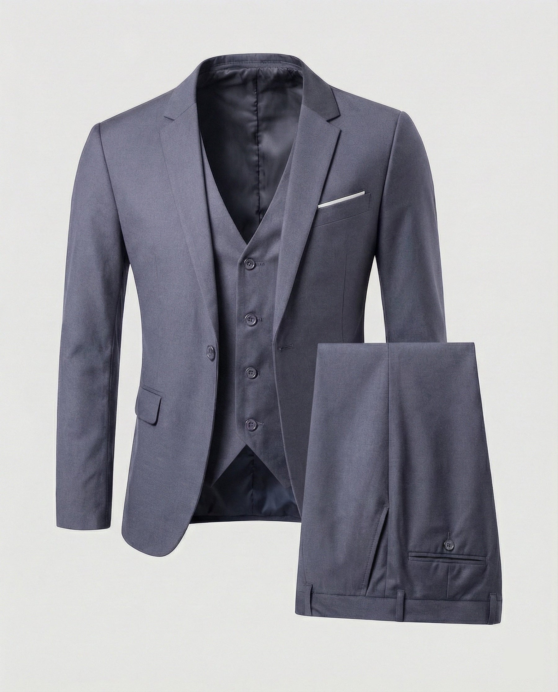 Costume trois pièces ajusté avec gilet gris pour homme