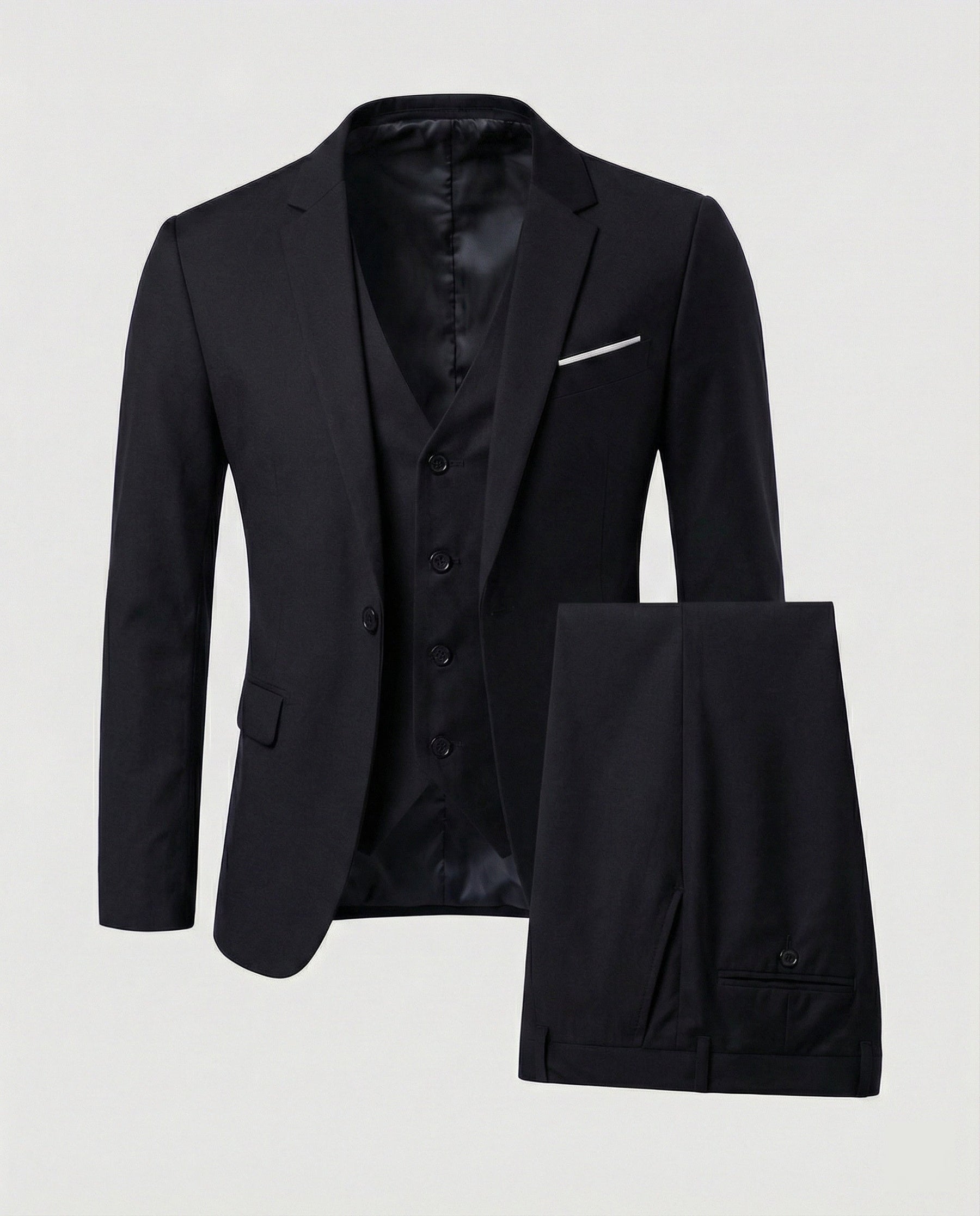 Costume trois pièces ajusté avec gilet noir pour homme