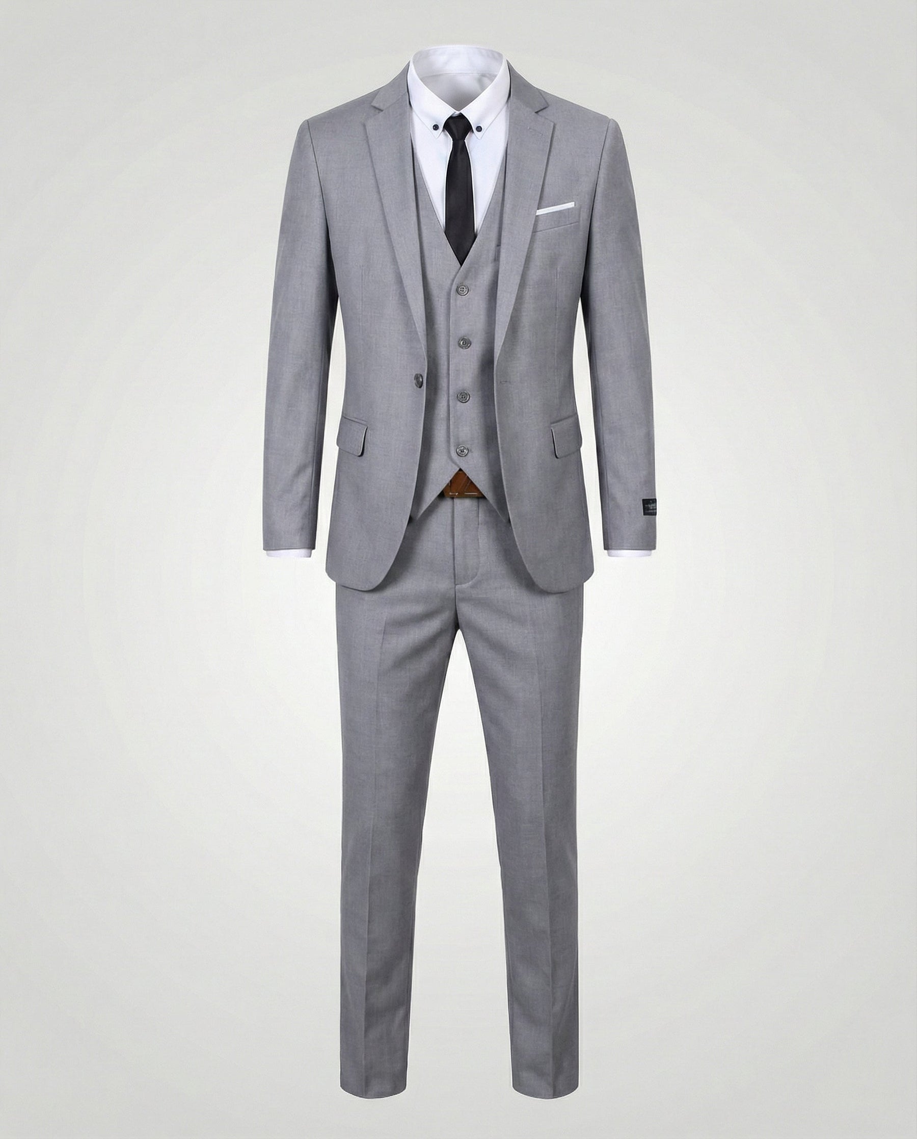 Costume trois pièces veste gilet pantalon gris pour homme