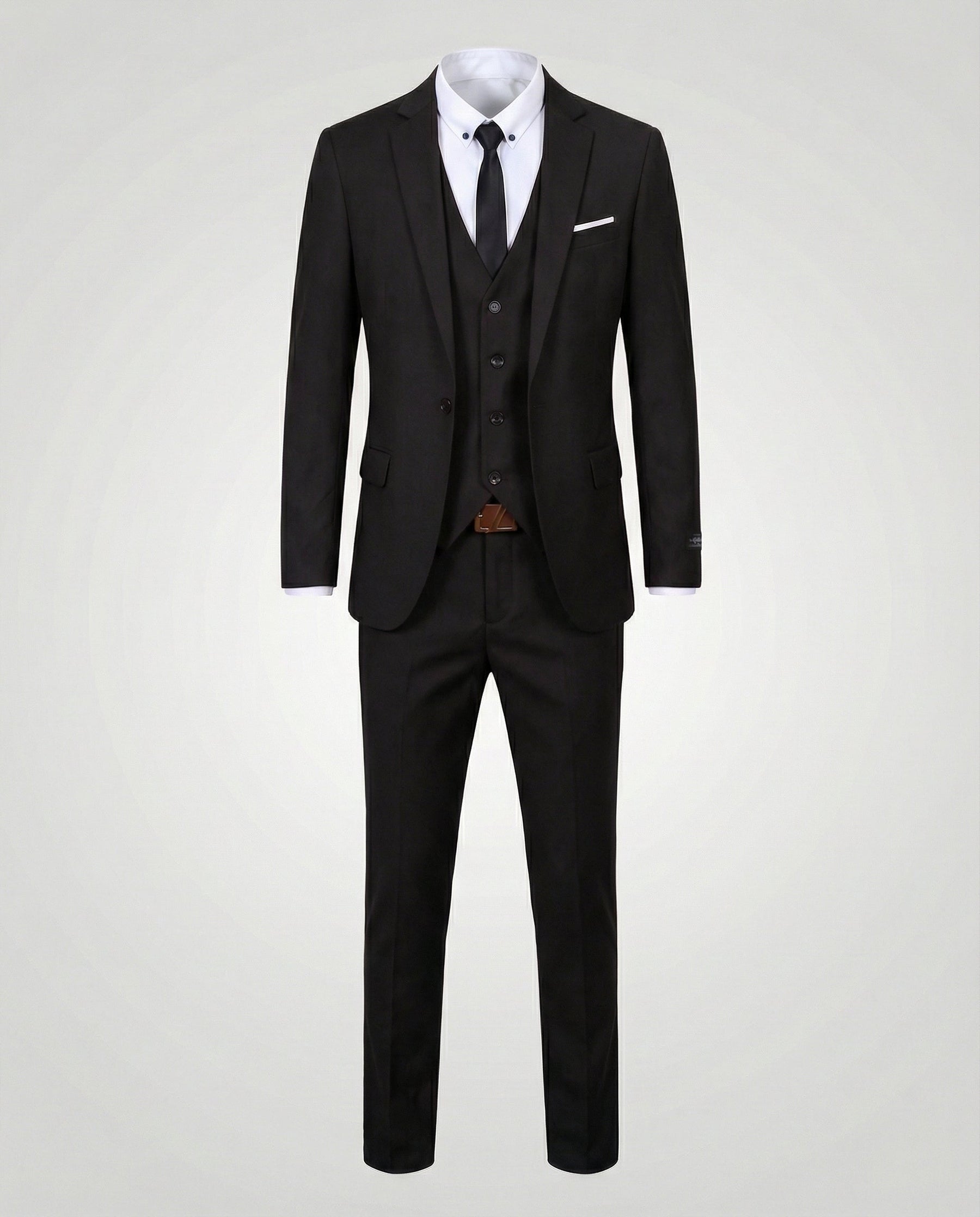 Costume trois pièces veste gilet pantalon noir pour homme
