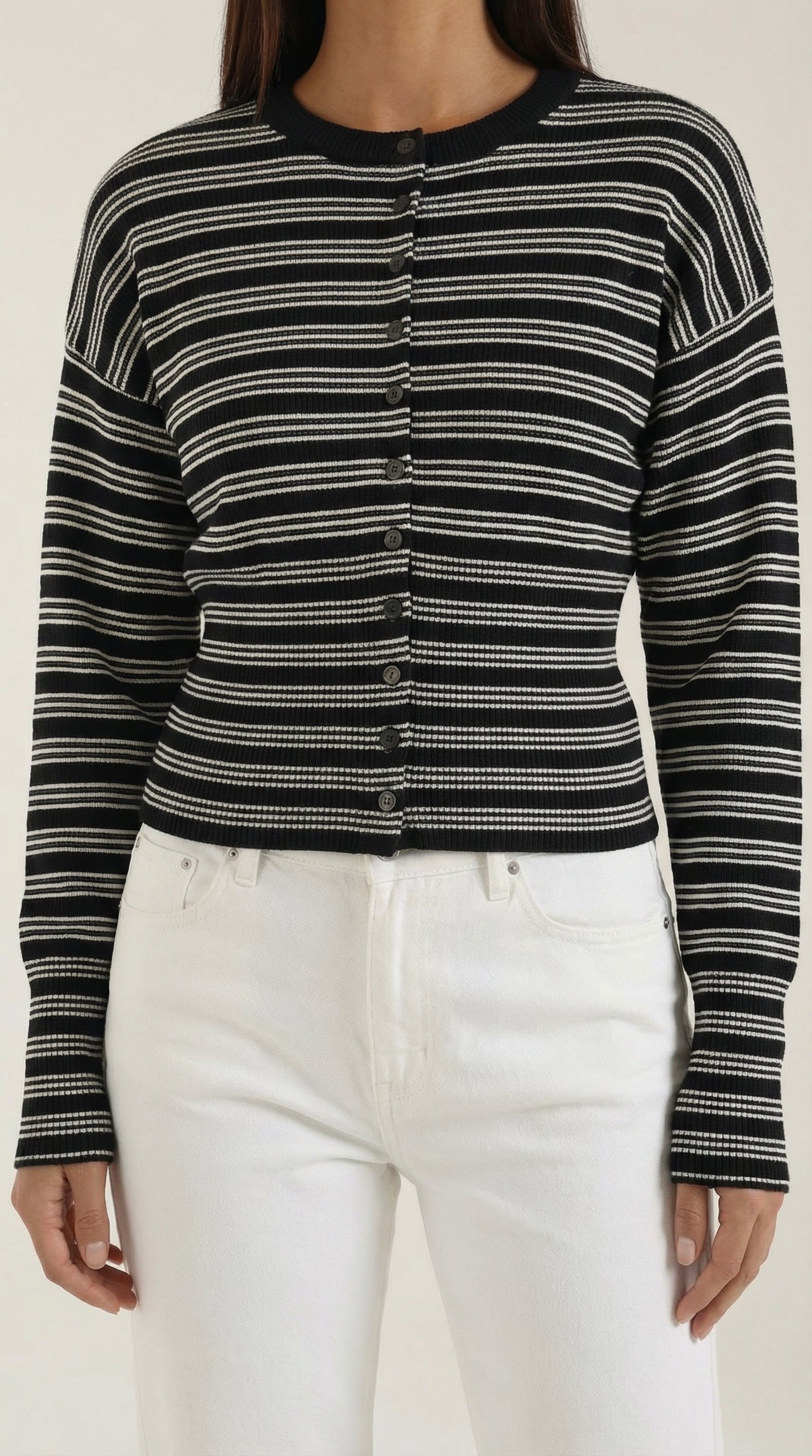 Gilet rayé à boutons coupe ample pour femme – vue 2