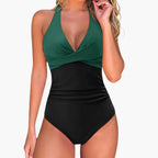 Full-length rear view of swimsuit on model