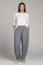 Grey Relaxed Fit Jogger Trousers with Elasticated Waist for Women