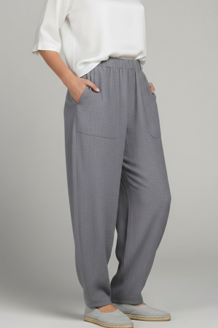 Grey Relaxed Fit Jogger Trousers with Elasticated Waist for Women