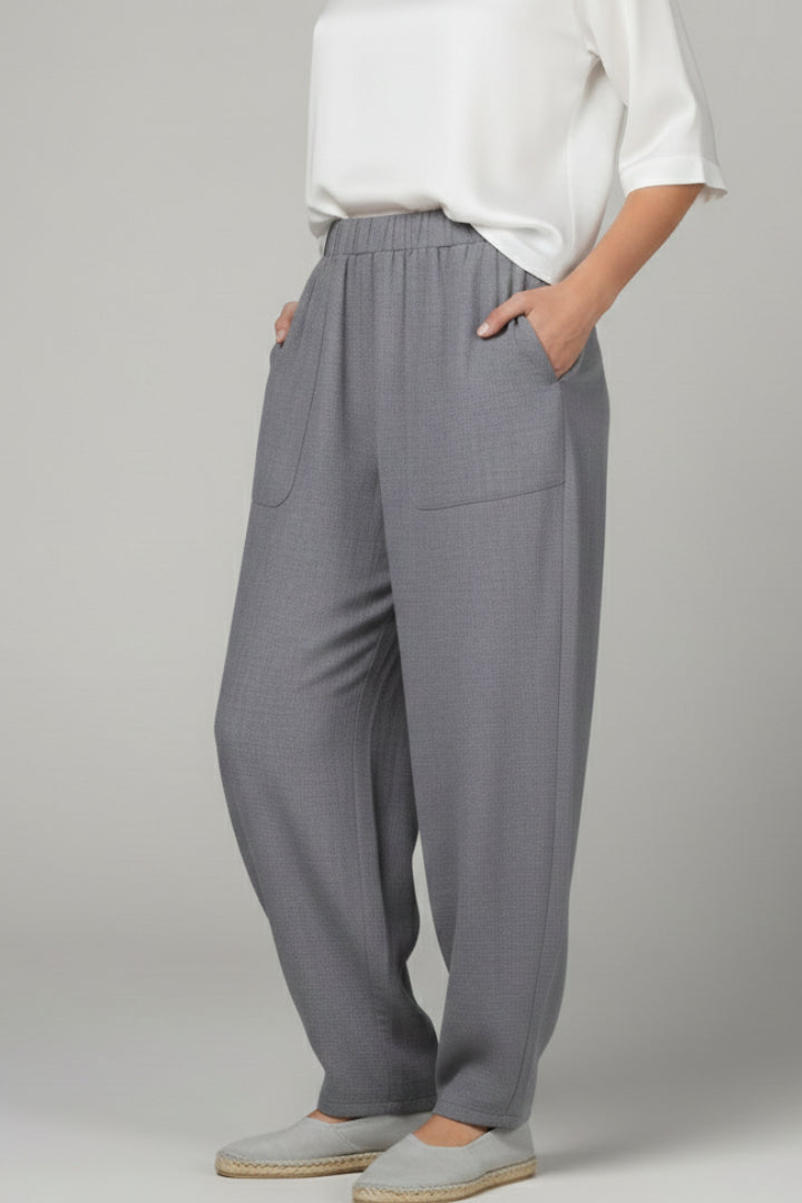 Grey Relaxed Fit Jogger Trousers with Elasticated Waist for Women