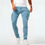 Jean cargo slim poches plaquées pour homme