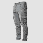Jean cargo slim poches plaquées gris pour homme