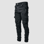 Jean cargo slim poches plaquées noir pour homme