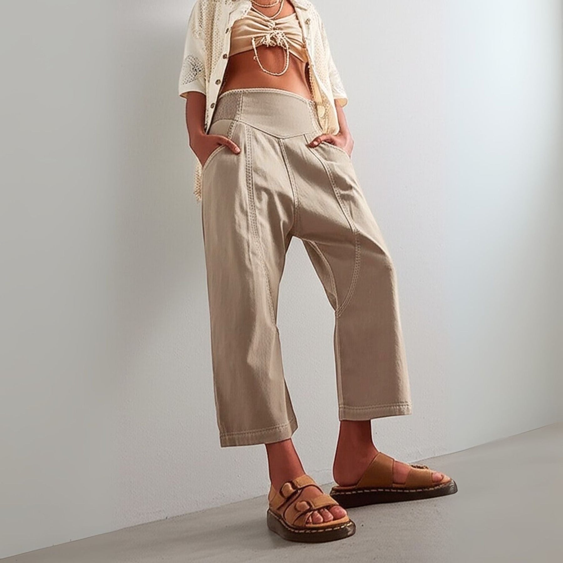 Close-up of elasticated waistband detail