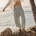 Ankle hem detail of wide leg trousers