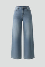Light Blue High Waisted Wide Leg Denim Jeans for Women