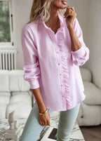 Close-up of concealed button placket detail