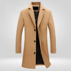 Manteau long col tailleur trois boutons camel pour homme