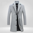 Manteau long col tailleur trois boutons gris pour homme