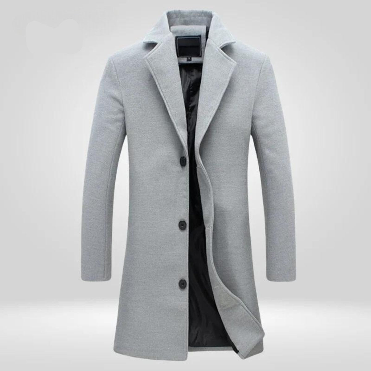 Manteau long col tailleur trois boutons gris pour homme