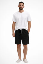Close-up of contrast white drawstring on waistband