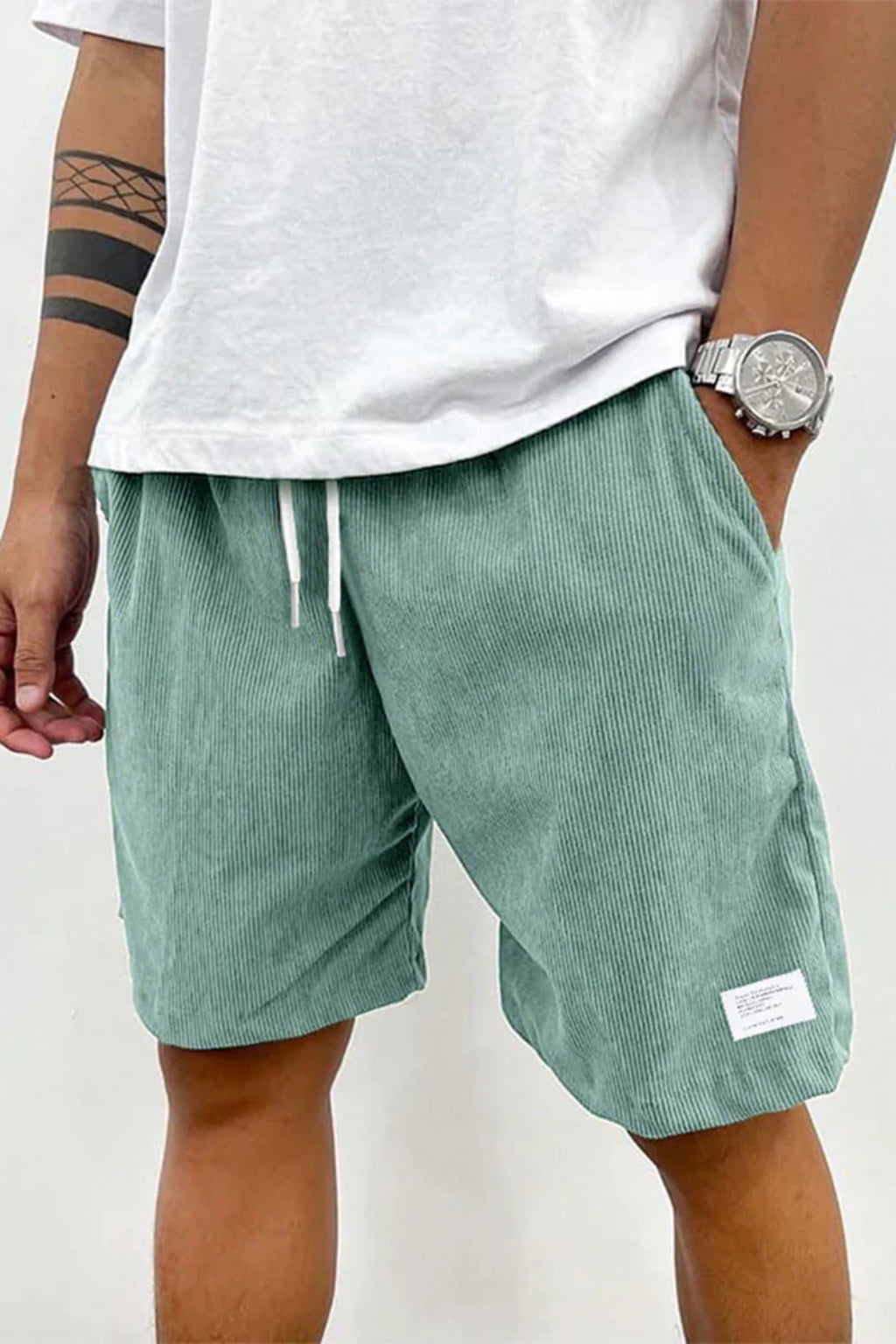 Shorts hem detail showing finished edge